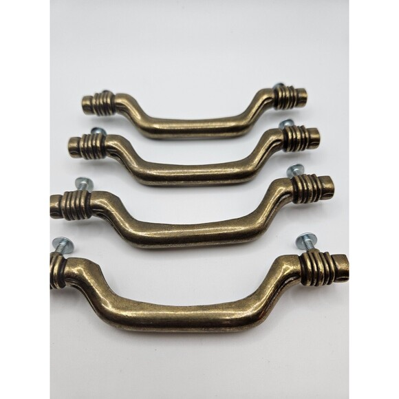 Vintage Brass Drawer Pulls Handles Hollywood Regency Polynesian Lot Of 4 - Picture 2 of 4